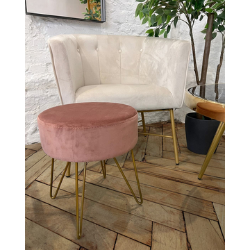 Кресло мягкое Шале велюр бежевый на золотых ножках