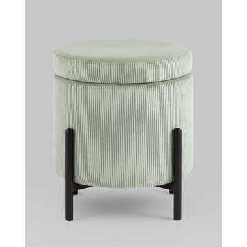 Пуф Дали с ящиком велюр бледно-зелёный на черных ножках