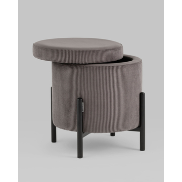 Пуф Дали с ящиком велюр коричневый на черных ножках