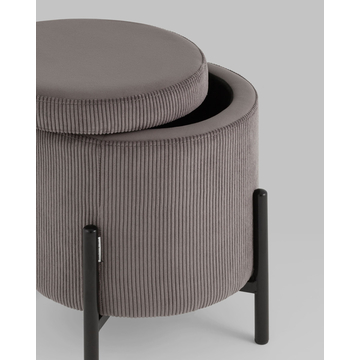 Пуф Дали с ящиком велюр коричневый на черных ножках