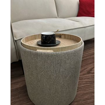 Пуф-столик с ящиком Хюгге S рогожка серый