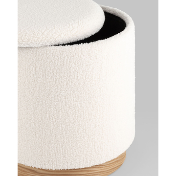 Пуф с ящиком Холли L тедди белый