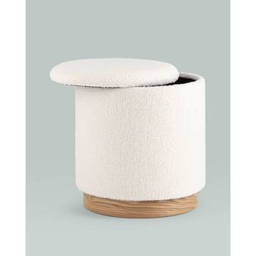 Пуф с ящиком Холли L тедди белый