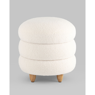 Пуф с ящиком Винни L тедди белый на деревянных ножках