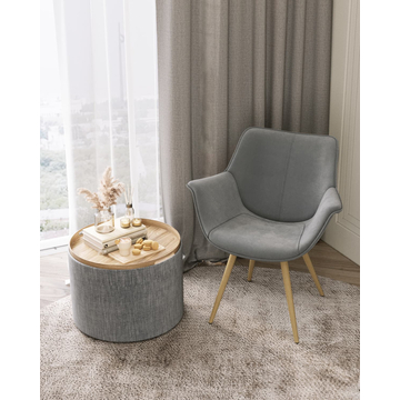 Пуф-столик с ящиком Хюгге L рогожка серый