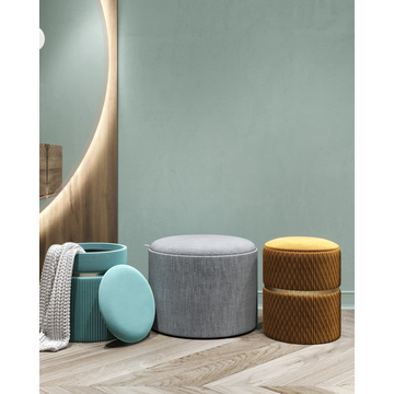 Пуф-столик с ящиком Хюгге L рогожка серый