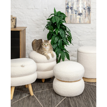 Пуф Полли S тедди белый без ножек