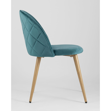 Обеденная группа стол Берген 160-220*90, 6 cтульев Лион велюр с ромбами аквамарин