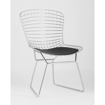 Стул обеденный Bertoia хромированный с черной подушкой 4 шт