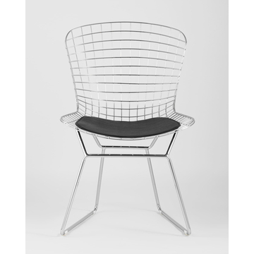 Стул обеденный Bertoia хромированный с черной подушкой 4 шт