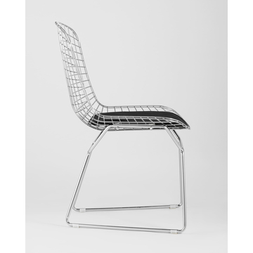 Стул обеденный Bertoia хромированный с черной подушкой 4 шт
