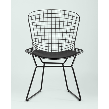Стул обеденный Bertoia черный с черной подушкой 2 шт