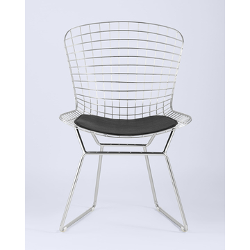 Стул обеденный Bertoia хромированный с черной подушкой 2 шт