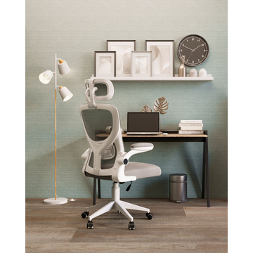 Кресло офисное TopChairs Airone белый с серой сеткой