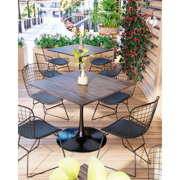 Стул обеденный Bertoia черный с черной подушкой