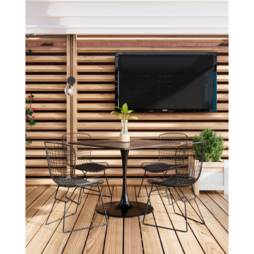 Стул обеденный Bertoia черный с черной подушкой