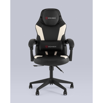 Кресло игровое Zombie Defender черный/белый эко.кожа крестовина пластик