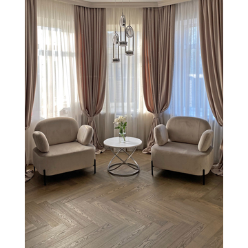 Кресло Кэнди с подлокотниками низкое велюр серо-бежевый