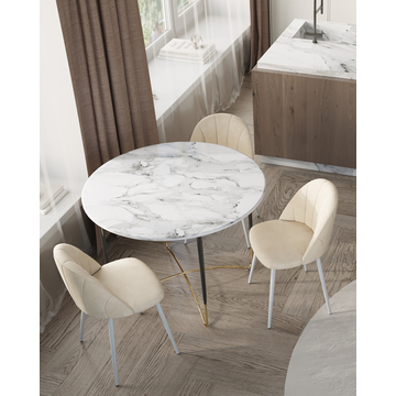 Стул Логан велюр молочный белые ножки