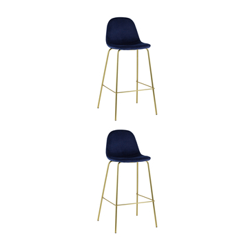 Стул барный Валенсия велюр синий золотые ножки 2 шт
