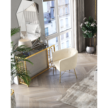 Кресло мягкое Шале велюр бежевый на золотых ножках