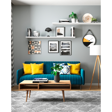 Диван прямой Дрезден велюр синий