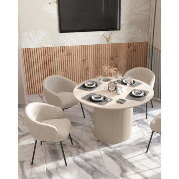 Стул Дон бежевый букле черные ножки