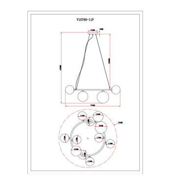 Люстра с шарами Moderli V10790-11P Renny