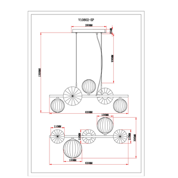 Светильник подвесной Moderli V10802-5P Renny