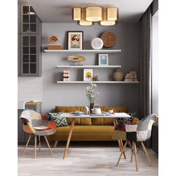 Кресло DSW пэчворк на деревянных ножках