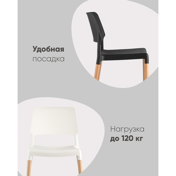Стул BISTRO белый пластик ножки из дерева