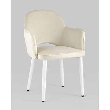 Стул Венера велюр кремовый ножки белые металл