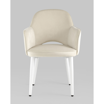 Стул Венера велюр кремовый ножки белые металл