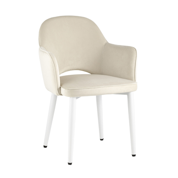 Стул Венера велюр кремовый ножки белые металл