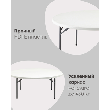 Стол круглый складной пластиковый Кейт 180