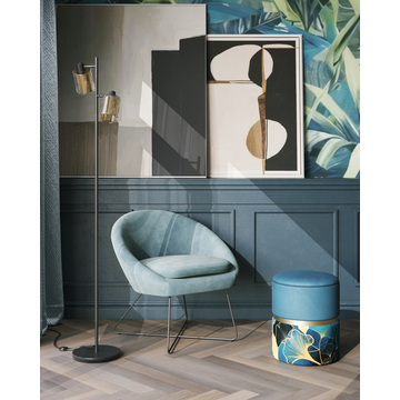 Кресло Колумбия пыльно-голубое велюр на металлических ножках