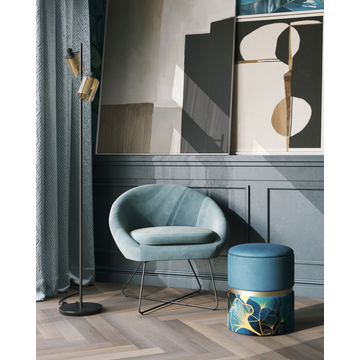 Кресло Колумбия пыльно-голубое велюр на металлических ножках