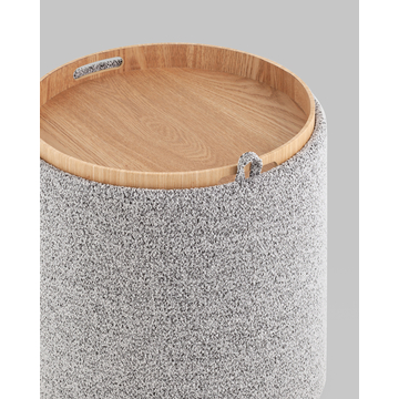 Пуф-столик с ящиком Хюгге S букле серый