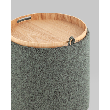 Пуф-столик с ящиком Хюгге S букле зелёный