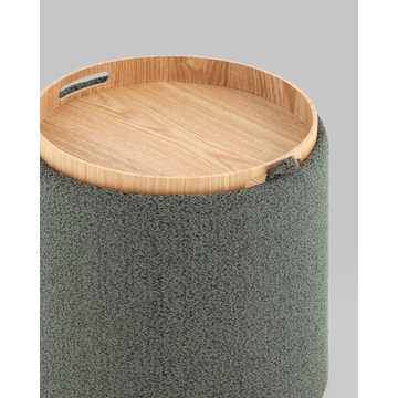 Пуф-столик с ящиком Хюгге XS букле зелёный