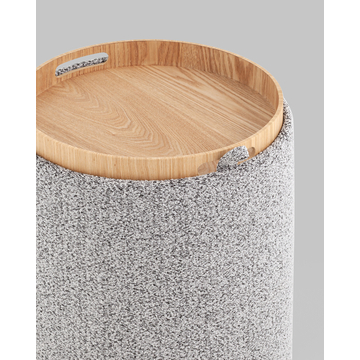 Пуф-столик с ящиком Хюгге XS букле серый