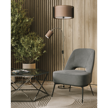 Кресло лаунж Бостон велюр тёмно-серый на черных ножках