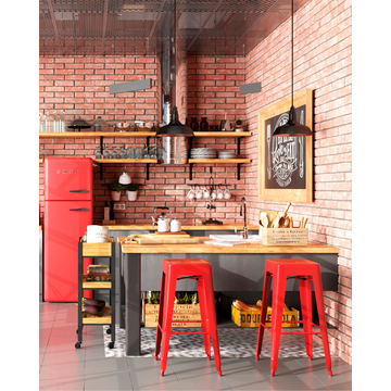 Табурет барный TOLIX красный глянцевый металл