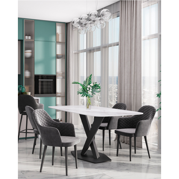 Стол обеденный Belle 180х90 белый мрамор