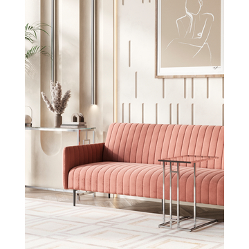 Журнальный столик приставной 50*32 БОСТОН прозрачное стекло сталь серебро