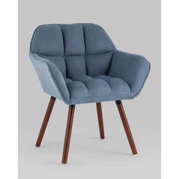 Кресло Брайан замша глубокий синий NC на деревянных ножках