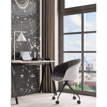 Кресло офисное LIBRA пластик белый экокожа черная на колесиках