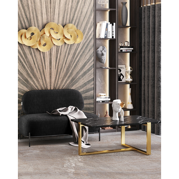 Диван Стоун рогожка черный на металлическом каркасе