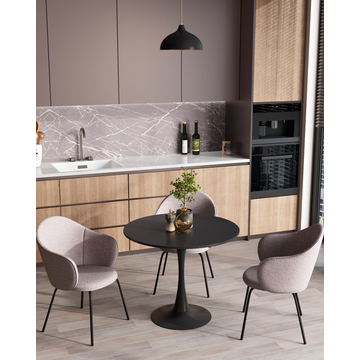 Стол Tulip D90 черный круглый на одной ножке