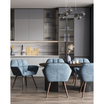 Кресло Брайан замша глубокий синий NC на деревянных ножках